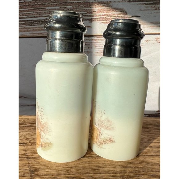 Antique Rare 1880's CF Monroe Mount Washington Salt& Pepper Shakers Screw on Lid - Picture 4 of 9